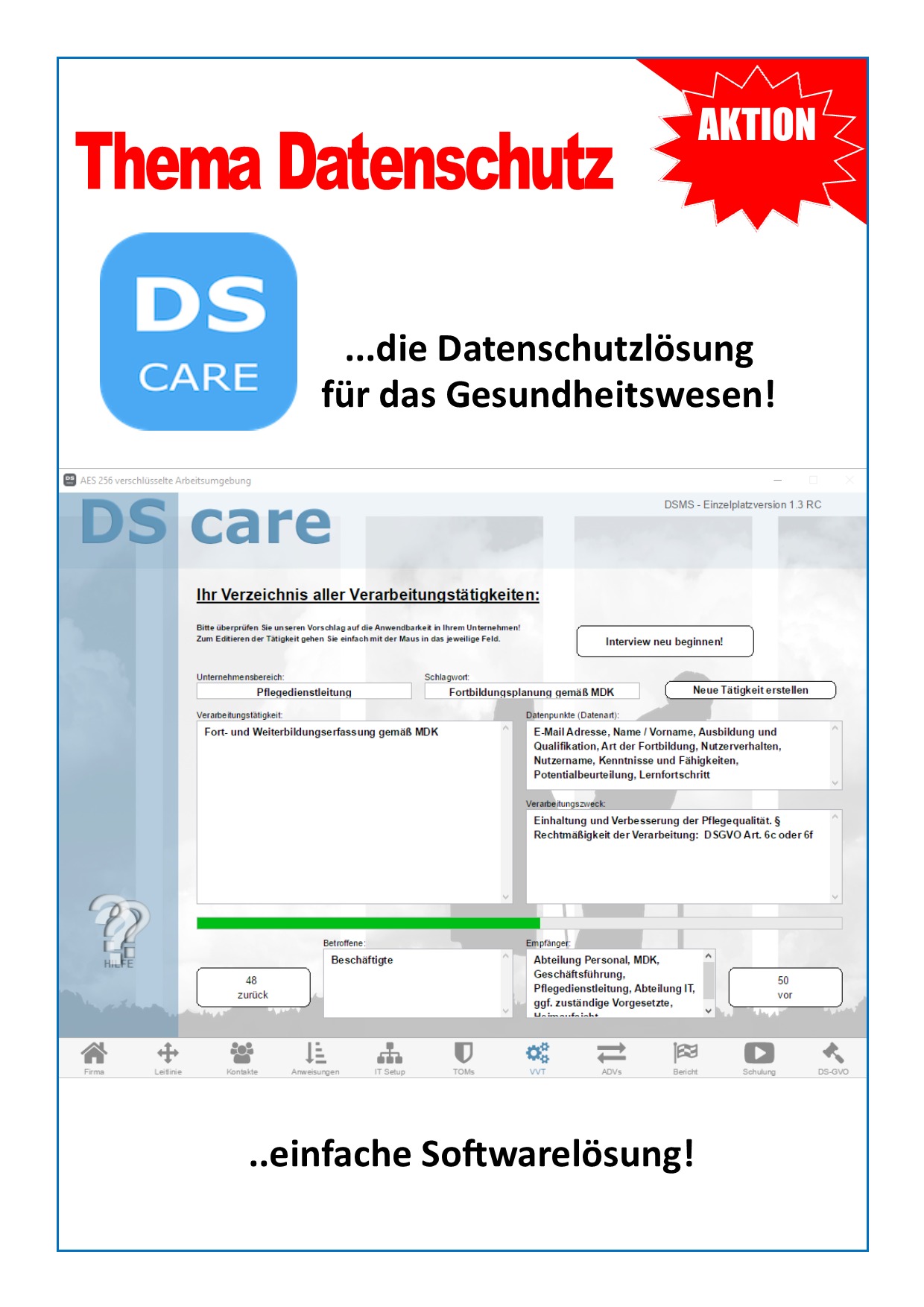 Screenshot Datenschutz Softwarelösung